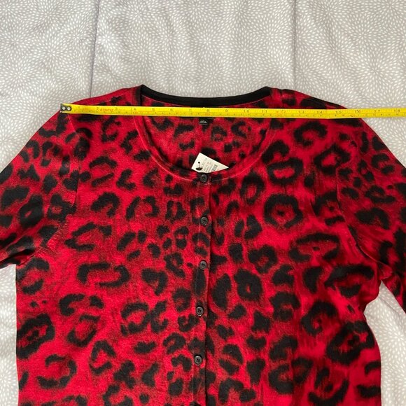 REDUCED PRICE New Talbots LP Red & Black Pure Merino Wool Button Down Cardigan - Picture 4 of 8